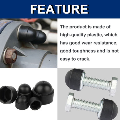 smseace 150pcs 6-Values Bolt and Nuts Protective Caps M4/M5/M6/M8/M10/M12 Bolt Covers Caps kit Nuts and Bolt Cap Assortment Kit Used Protect Hex Screws