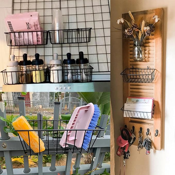 3 Pack Grid Panel Hanging Wire Basket, Storage and Display Basket