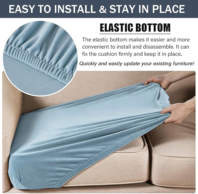 Stretch Cushion Cover, Soft Velvet Plush Cushion Slipcovers Loveseat Sofa