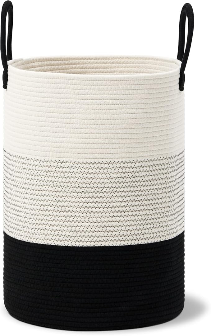 VIPOSCO Large Laundry Hamper, Tall Woven Rope Storage Basket