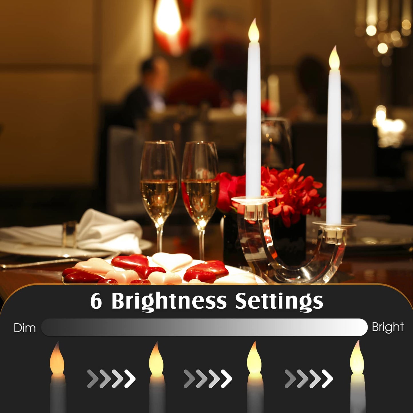 Tuanse 24 Pack Flameless Taper Candles with Remote & Timer, 11" Flickering 3D LED Battery Operated Window Candlesticks, Dimmable for Wedding Table Centerpieces Home Valentine’s Decor(White)