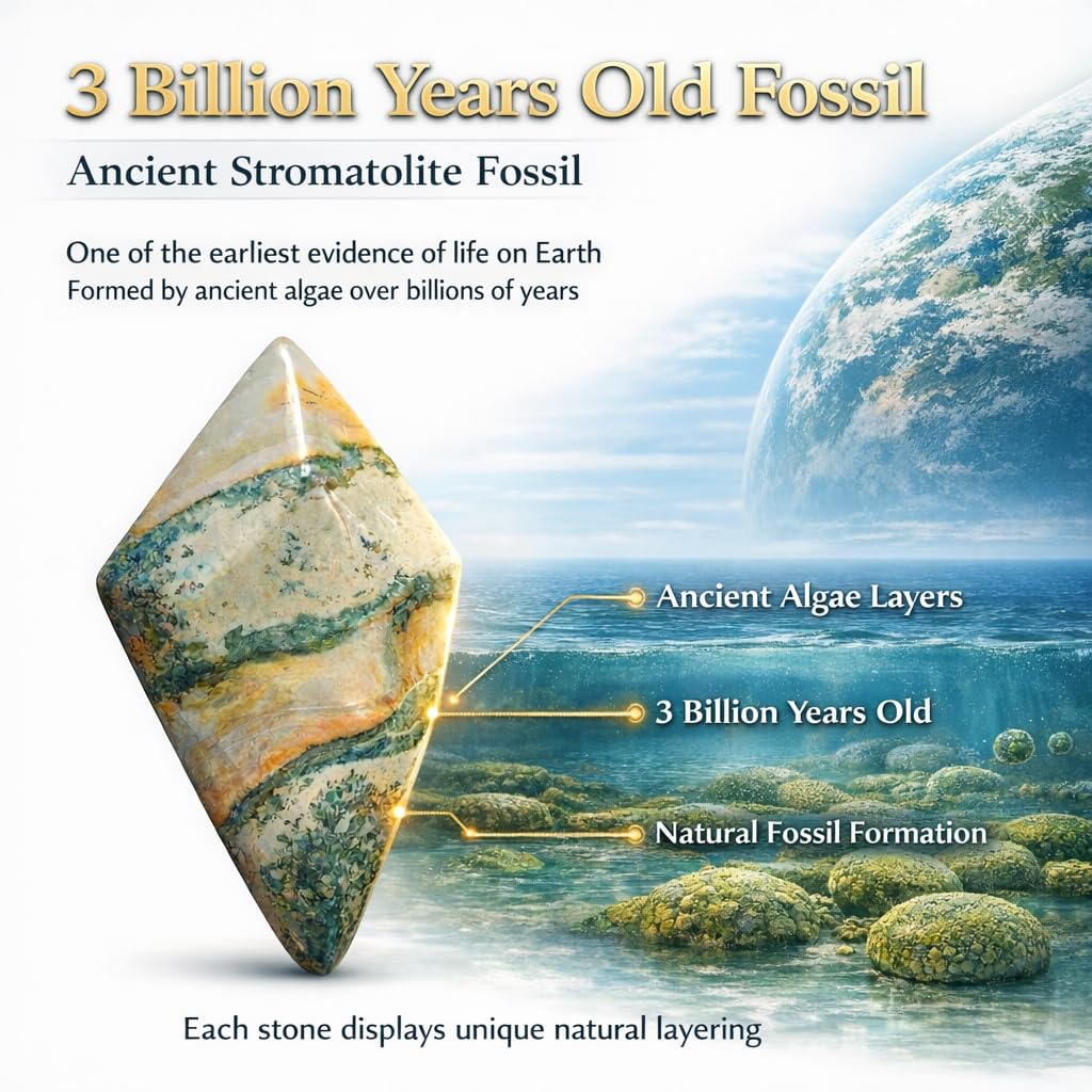 Crystal Healing Nature Stromatolite Fossil Gemstone, 1.8 Billion Year Old Natural Algae Ancient Stone, Obelisk Tower-Shaped Crystal, Natural Crystal Gifts for Altar Decor and Spiritual Protection.