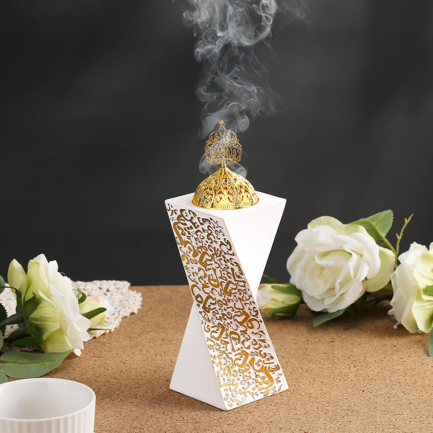 TERSCHELLING White Bakhoor Burner, Charcoal Incense Burner, Frankincense Resin Incense Burner, Incense Burner for Yoga, Spa Aromatherapy，Office & Home Decor Gifts