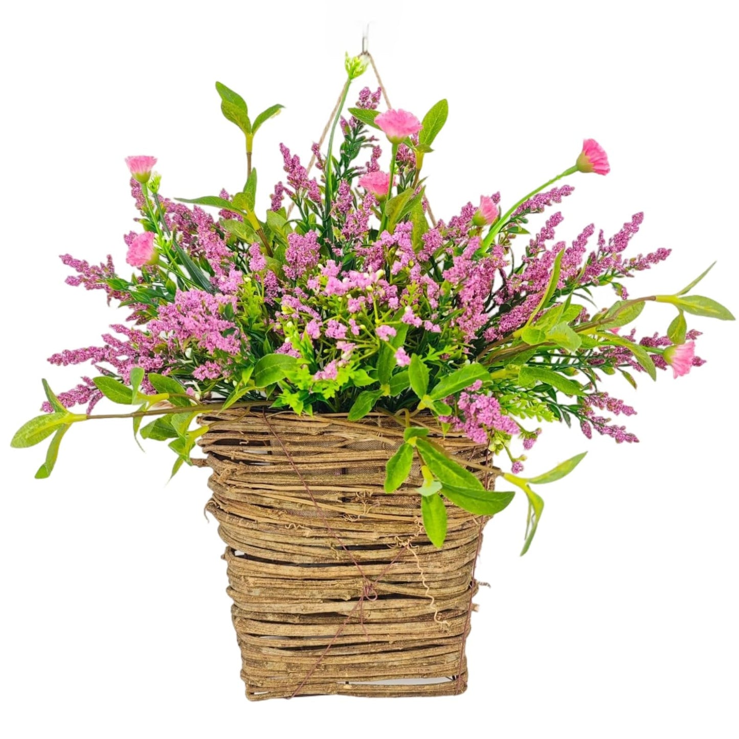 Generic Floral Basket Wreath, 13.8 X 8.7 in Spring Hydrangea Decor for Indoor & Outdoor