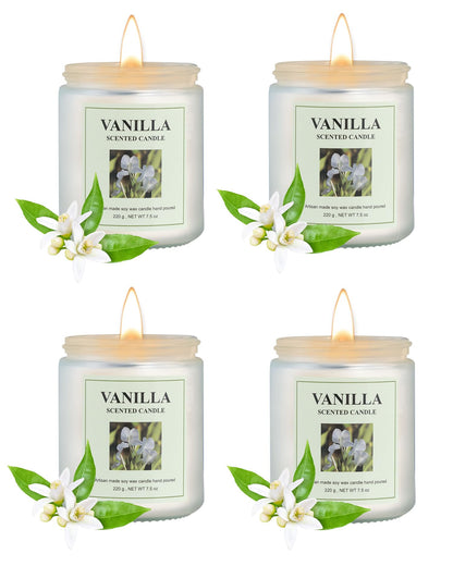 GITRANG 4 Pack Vanilla Candle Set, 30 oz 200 Hour Home Aromatherapy Jar Candles, Long Lasting Aromatherapy Candles for Bedrooms Yoga Rooms Lounges Gardens Patios Balconies and Camping