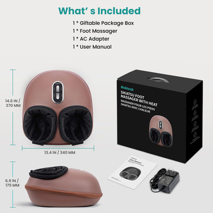 Nekteck Shiatsu Foot Massager with Heat, FSA Eligible Deep Kneading Therapy Air Compression, HSA Feet Massage Improve Blood Circulation Foot Wellness Soothing Pain Relief, Relax for Home Office Use