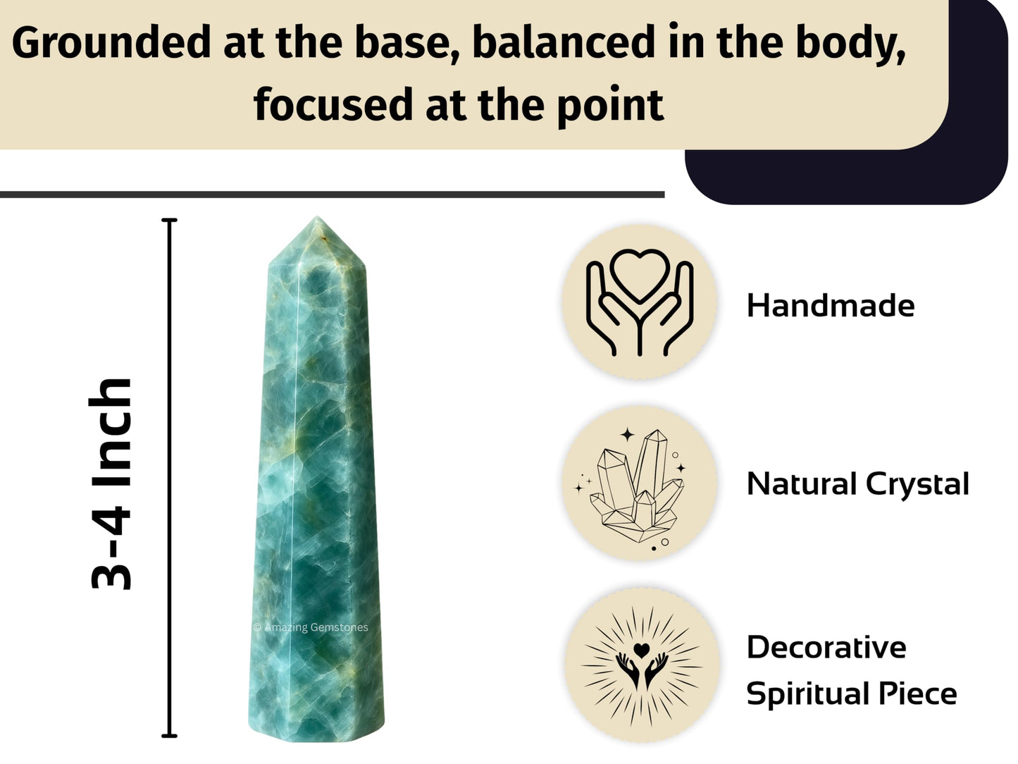 Aquamarine Crystal Towers ~ Natural Healing Crystal Point Obelisk for Reiki Healing and Crystal Grid (3" to 4" INCH)
