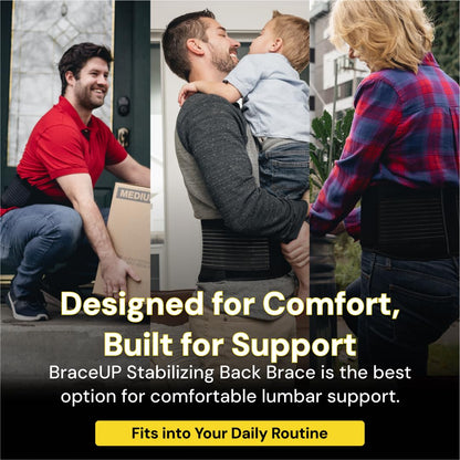 BraceUP Back Brace for Men and Women Lower Back - Breathable Waist Lumbar Support Belt for Sciatica, Herniated Disc, Scoliosis Back Pain Relief, with Dual Adjustable Straps (L/XL 35-43 In)