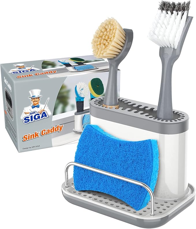 MR.SIGA Sink Caddy, Kitchen Sink Organizer Sponge Brush Holder