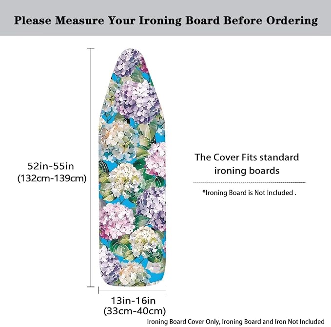Hydrangea Ironing Board Cover Non Stick Scorch Ironing Board Cover and Pad