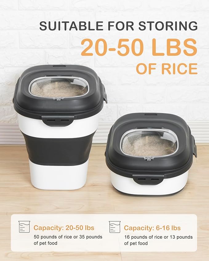 20-50 Lbs Food Storage Containers, Collapsible Rice Container