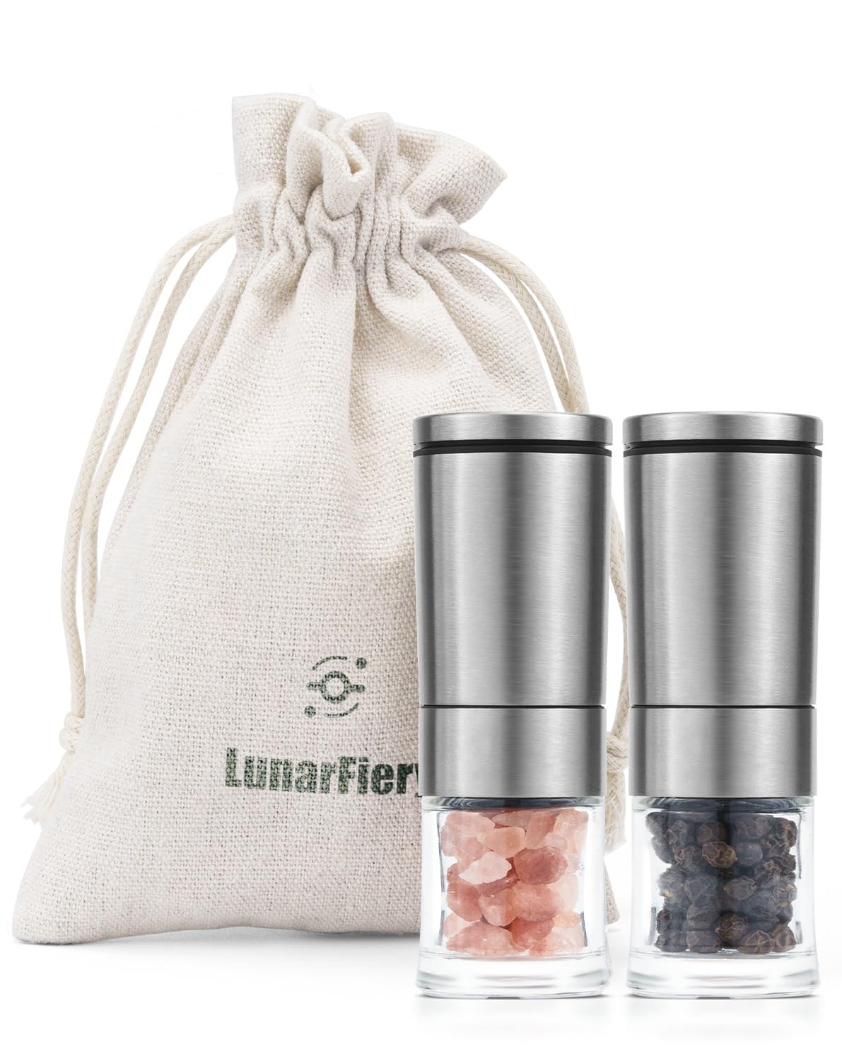 Mini Salt and Pepper Grinder Set, Adjustable Coarseness Coarse & Fine Salt Shakers Mills, Small Travel Portable Spice Tools [Without Spice Content]
