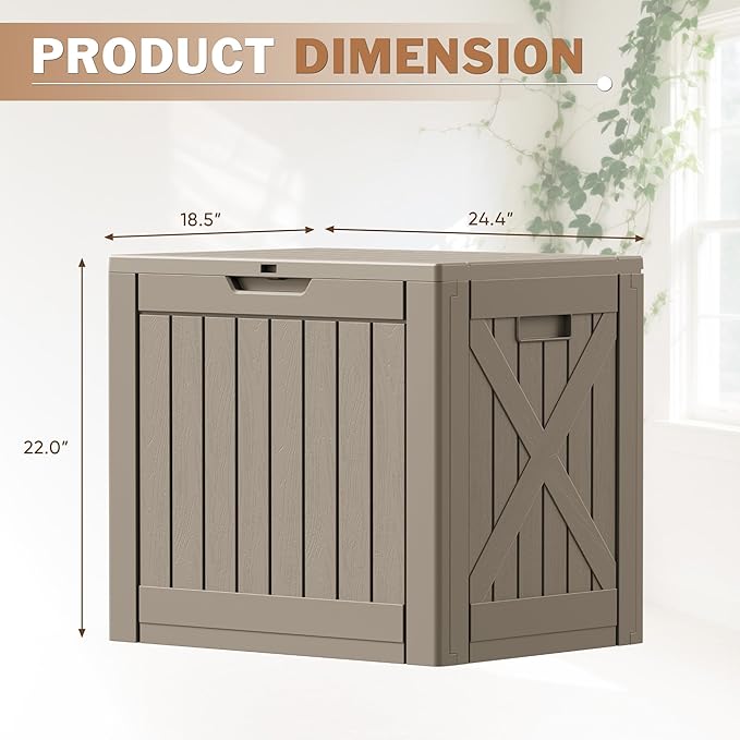 Patiowell 43 Gallon Resin Deck Box, Outdoor Storage Box for Patio Furniture, Deliveries, Pool Supplies,Waterproof and Lockable (Brown)