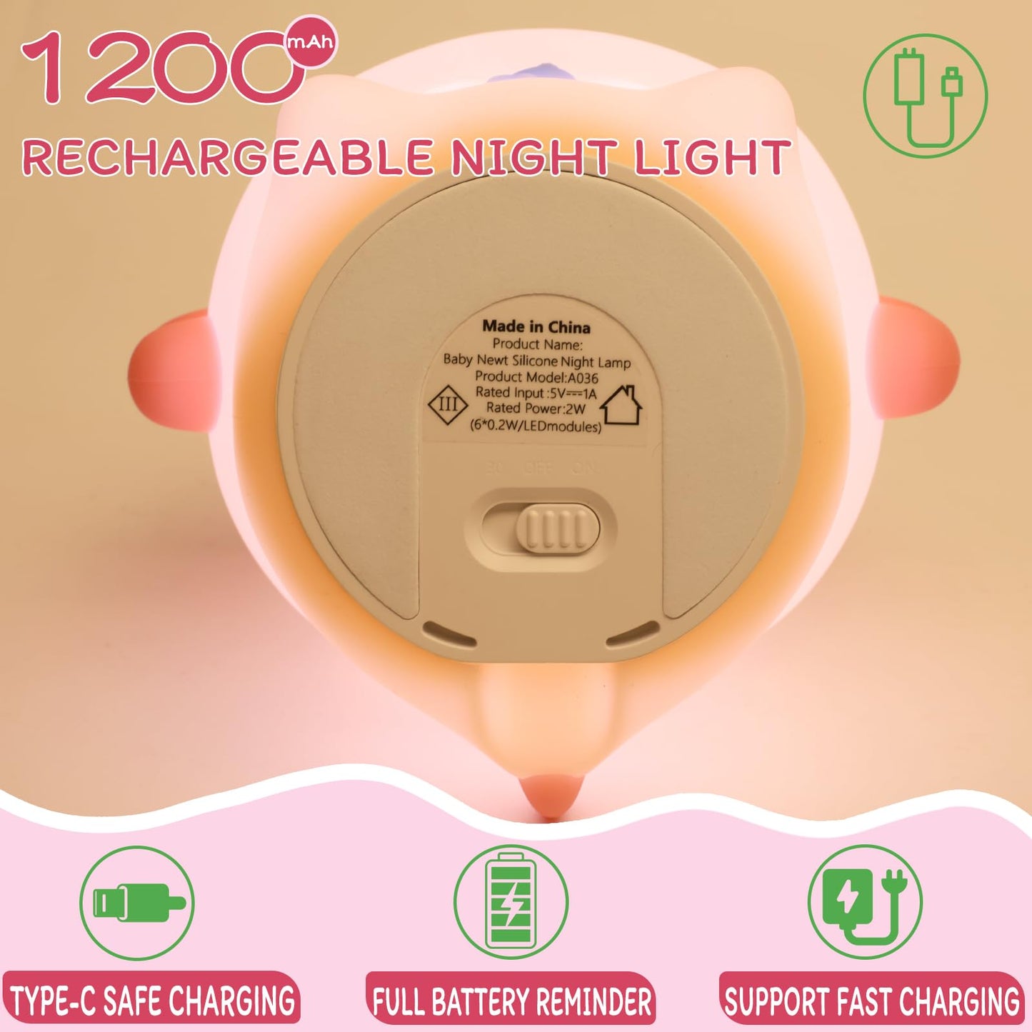 MAGOHMT Axolotl Night Light for Kids - 3-Level Dimmer & Auto-Off Timer, Child-Safe Silicone Lamp, USB-C Rechargeable Nursery Light for Bedroom Breastfeeding (Squishy Animal)