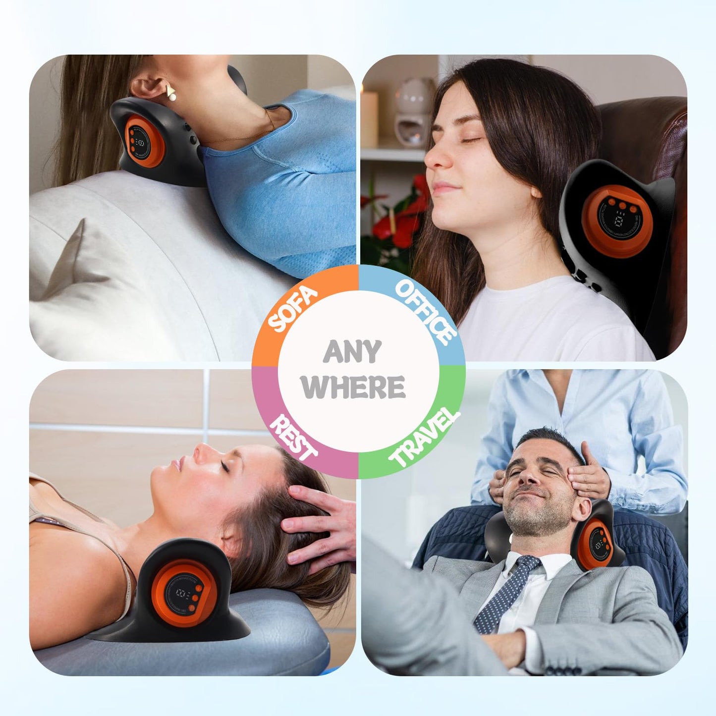 Neck Massager for Pain Relief,Portable Electric Massage Pillow with Heat,Deep Tissue Relaxation for Neck,Shoulders,Back,Perfect for Home, Office,Travel
