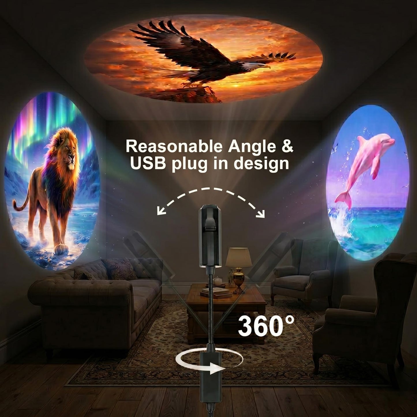 TnLnYn Tree of Life Projector Night Light 2-in-1 USB Mini LED Projection