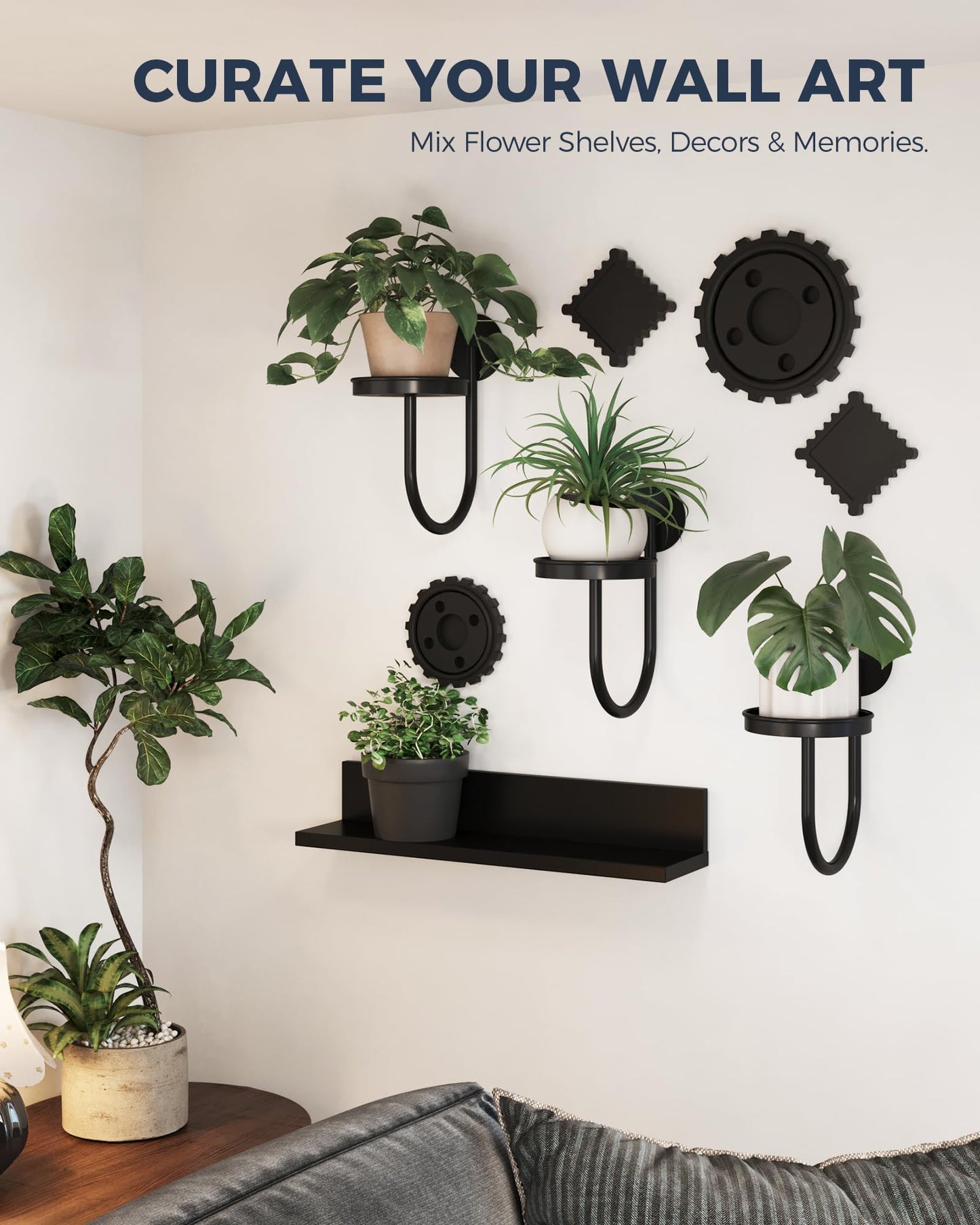 Bamworld Hanging Planters for Indoor Plants Wall Plant Holder Plant Hanger Indoor Wall Planters Window Plant Shelves Hanging Plant Holder Window Plant Hanger Plant Decor Black 3pcs