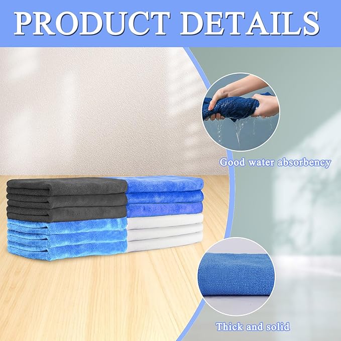 12 Pcs Extra Large Microfiber Cleaning Cloth, Microfiber Towels