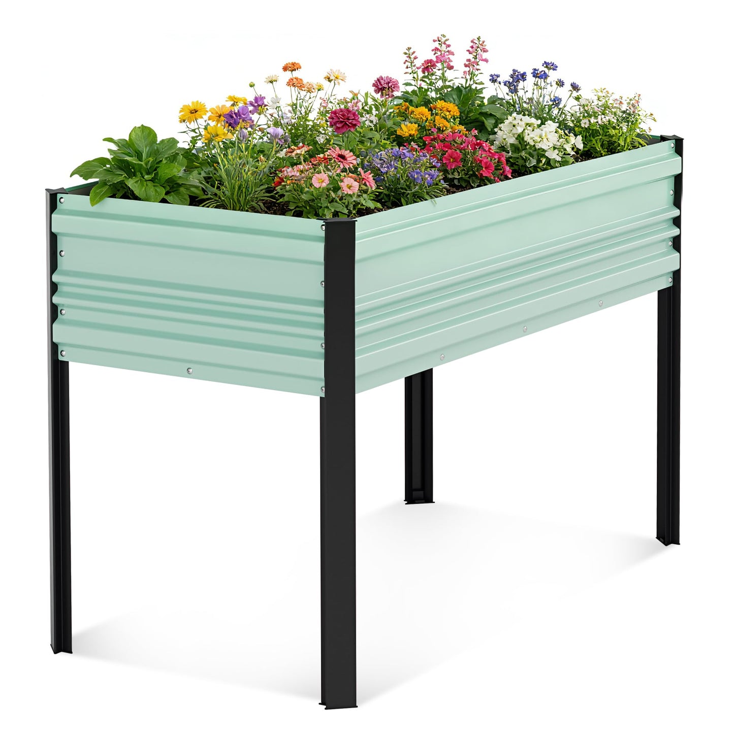 WORKPRO 48x24x32in Outdoor Galvanized Raised Garden Bed with Legs, 600LB Elevated Planter Box for Vegetable, Flowers, Herbs, Light Green