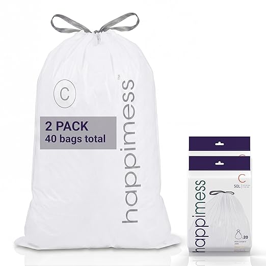 happimess 13.2 Gallon Drawstring Trash Bags, Heavy Duty LDPE Liners