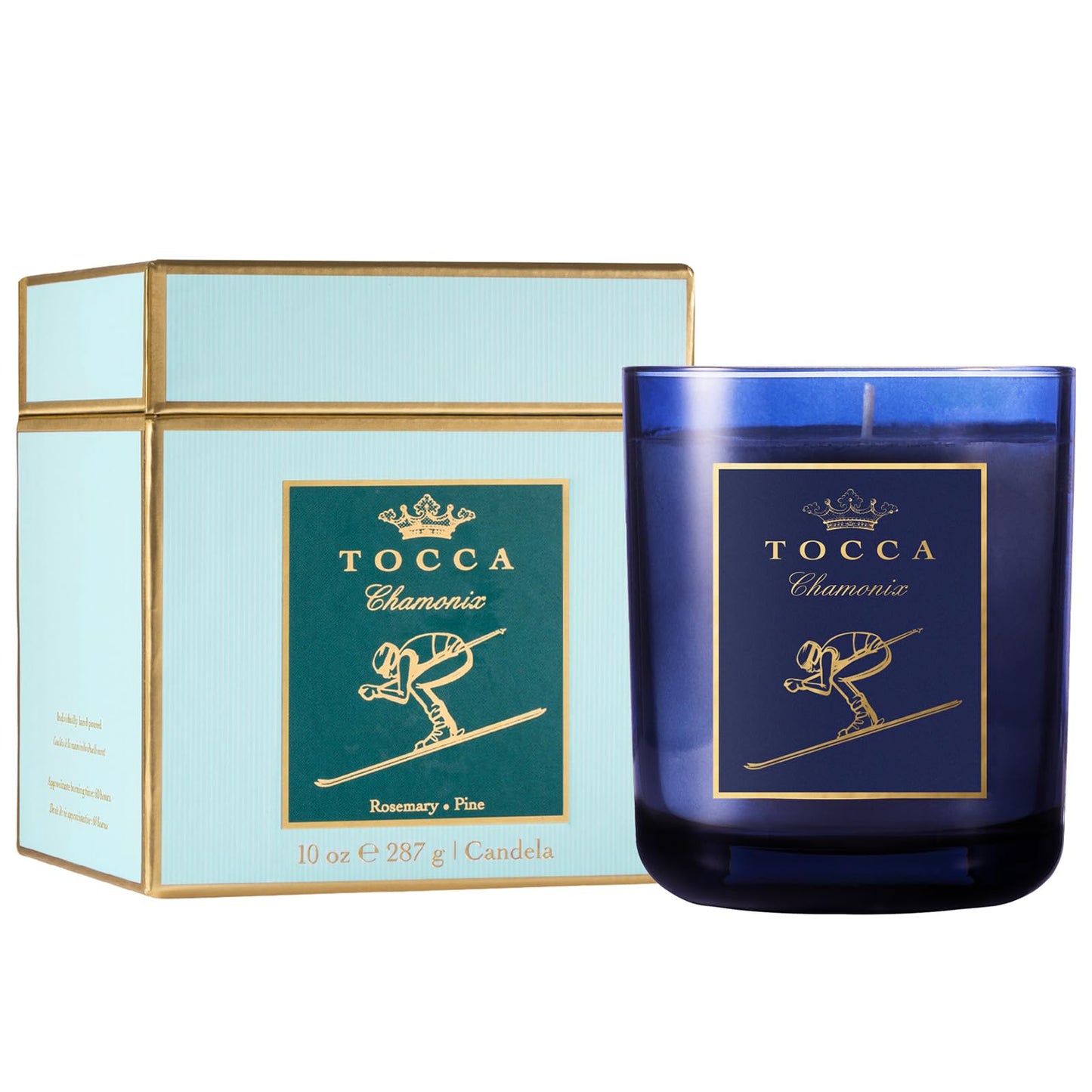 TOCCA Chamonix 10oz Candle - Rosemary & Pine Scented, Hand Poured Soy-Wax Blend with 100% Cotton Wick, 60 Hour Burn Time