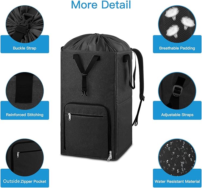 Laundry Backpack Bag, Bukere Extra Large 2 in 1 Laundry Hamper Basket