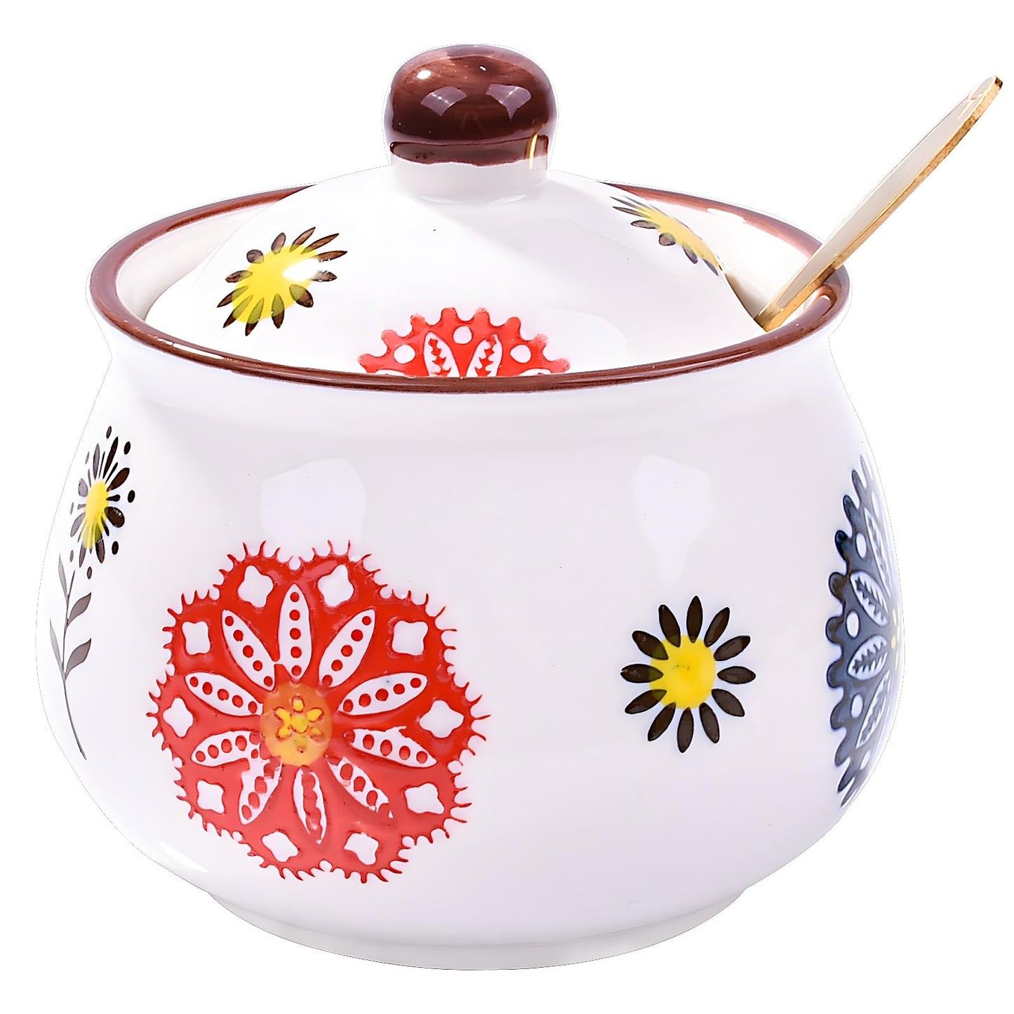 Whitenesser Ceramic Sugar Bowls with Spoons, Salt Jar Seasoning Container with Lid for Home and Kitchen (XYH)