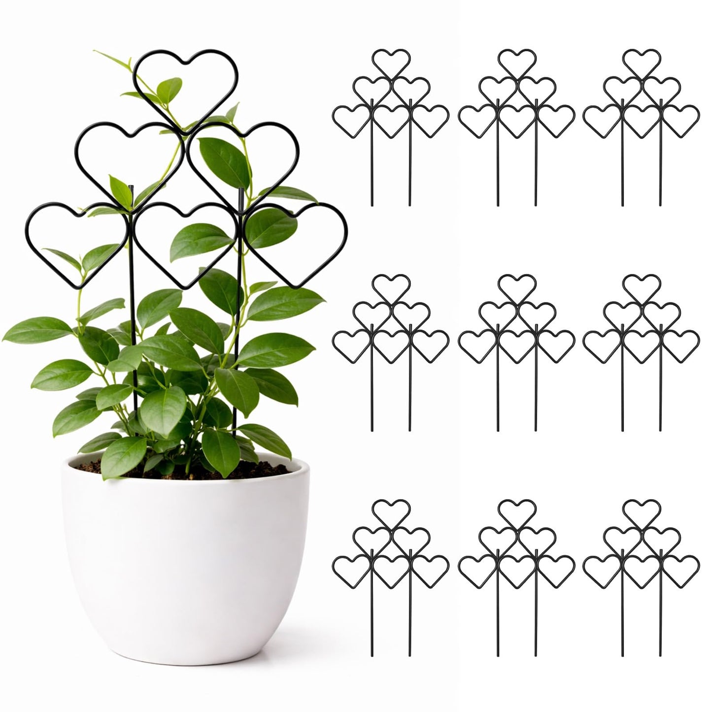 ZOUTOG 15 Inch Trellis for Climbing Plants Outdoor 9 Pack,Rustproof Metal Garden Trellis for Potted Plants,Sturdy Houseplant Support Indoor Outdoor for Ivy Pothos Monstera Hoya Flower Vine