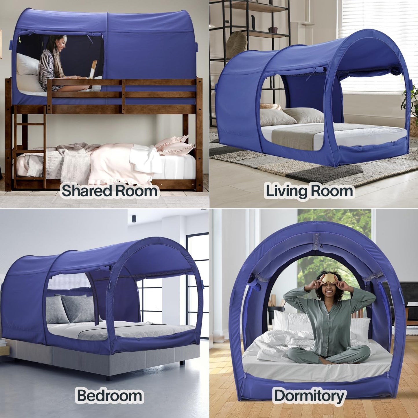 LEEDOR Bed Tent Dream Tents Bed Canopy Shelter Cabin Indoor Privacy Warm Breathable Pop Up Twin Size for Kids and Adult Patent Pending Navy(Mattress Not Included)
