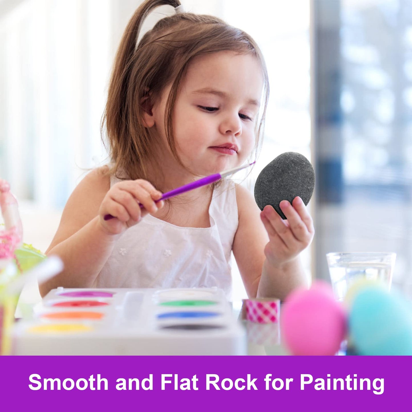 Markdang 40 Pcs Large Rocks for Painting 25pcs 2-3” & 15pcs 3-4” River Rocks for Painting Natural Flat & Smooth Rocks for Painting for Kids & Adult Craft Gift