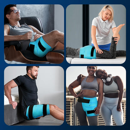 Comfytemp Hip Ice Pack Wrap for Sciatica Pain Relief, Hip Replacement Kit After Surgery, Reusable Gel Ice Pack for Injuries, Hot Cold Compress Recovery Items, Fathers Day Dad Gifts for Men, Blue (S/M)