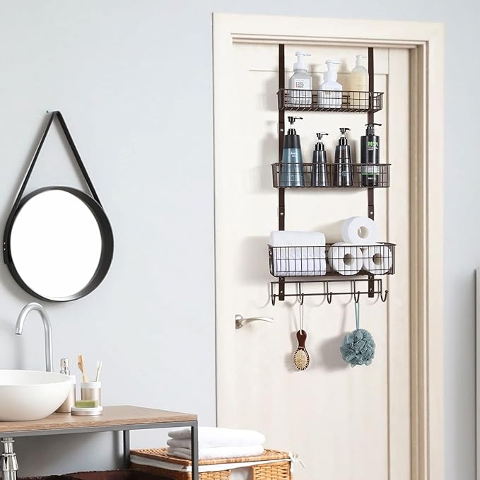 Over the Door Basket Organizer 3 Tier Hanging Basket Door Shelf Rack Heavy Duty