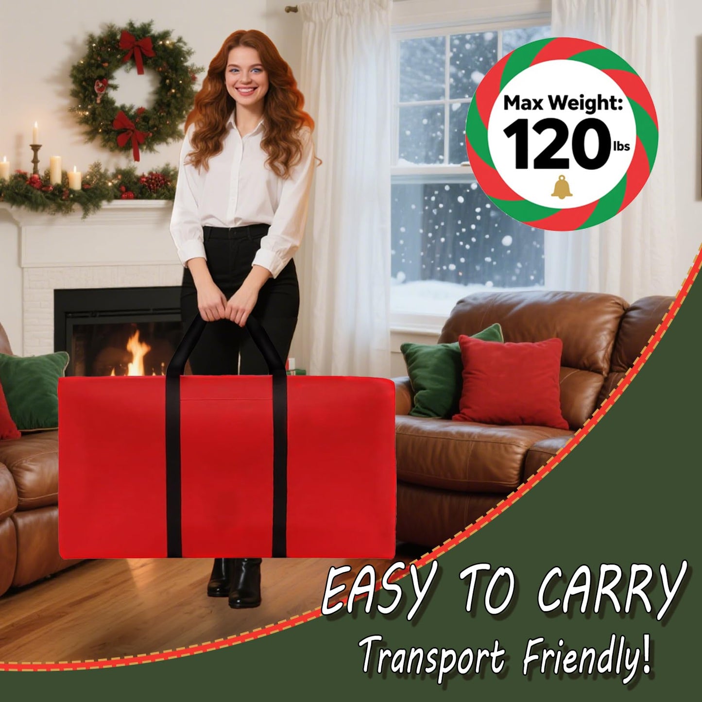 Small Christmas Tree Storage Bag Heavy Duty 3FT/4FT/5FT Christmas Tree Bag for Detachable Christmas Tree 600D Oxford Waterproof Dusty-Proof with 2 Reinforced Handle,Large Zipper Opening