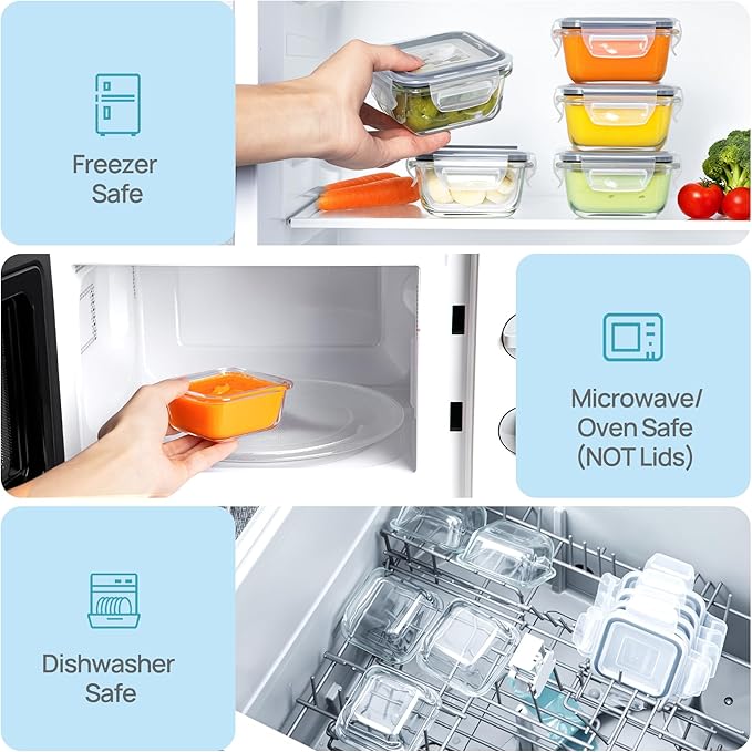 Vtopmart 5Pack 5oz Small Glass Storage Containers
