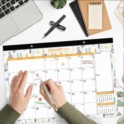 MOKANI Desk Calendar 2025-2026, Large Monthly Wall Calendar from Jul.2025 to Dec.2026 with Plastic Cover: 17"x12", 18 Months Academic Year Desk Pad with Planner Stickers
