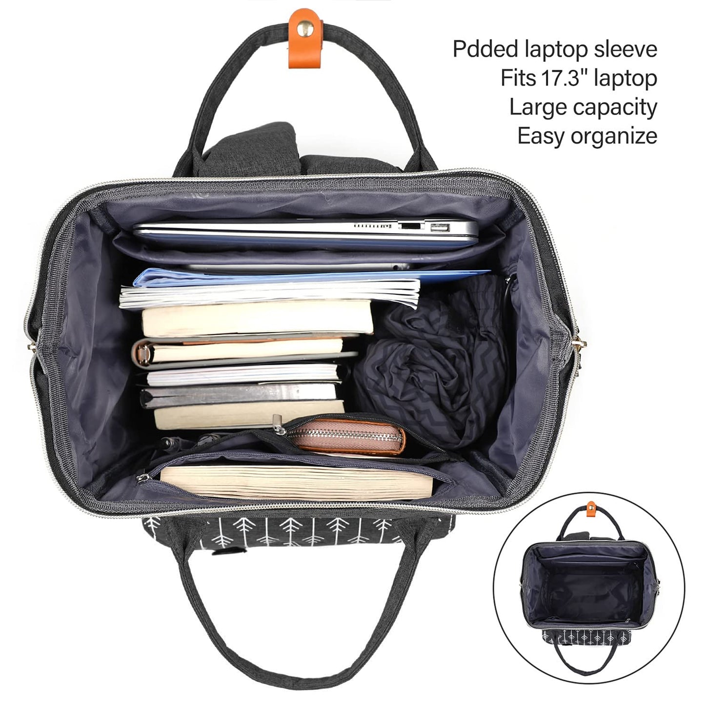 RJEU Backpack, School Backpack for Uni Leisure Job, Beautiful and Sophisticated Daypack with Laptop Compartment & Anti Theft Pocket, Waterproof Backpack Gifts for Mum Girl For Birthday, Hy58-black