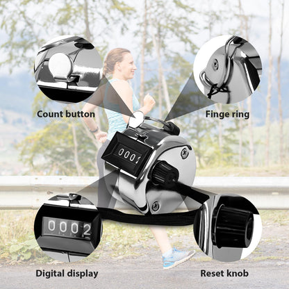 POXXU 6 Pack Clicker Counter,Metal Hand Tally Counters Clicker with Black Nylon Lanyard,4 Digit Display Pitch Counter for Knitting,Coaching,Golf,Lap,Fishing,Umpire,Baseball,Row Sport (Silver Color)