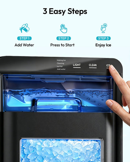 EUHOMY Nugget Ice Maker Countertop, 44Lbs/24H Sonic Ice Maker Machine, Self-Cleaning Pellet Ice Makers with Ice Scoop&Basket, Countertop Pebble Ice Maker for Home/Kitchen/Office