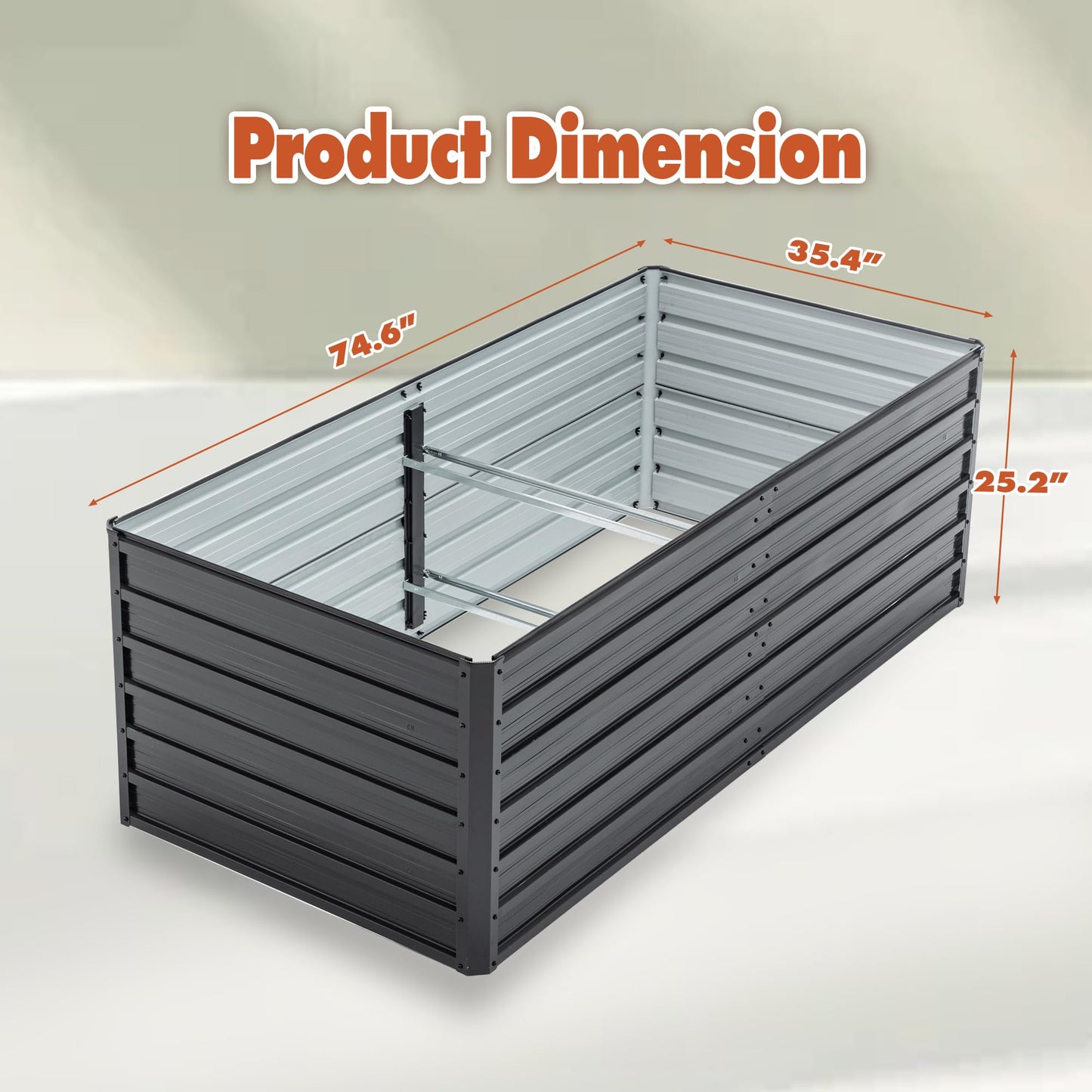 GFDGFD 6x3x2 FT Metal Raised Garden Bed, Large Galvanized Steel Planter Box with Reinforcing Rods, Rustproof Outdoor Raised Beds for Vegetables, Herbs, Flowers, and Succulents, Easy Assembly
