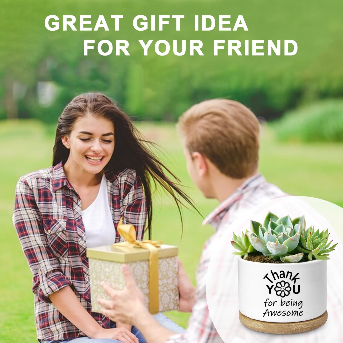 Aryabtya Thank You Gifts for Women, Succulent Planter, Flower Cactus Plant Pot, Employee Appreciation Gifts for Coworkers Nurse Friends Women, Thank You for Being Awesome (No Plants)