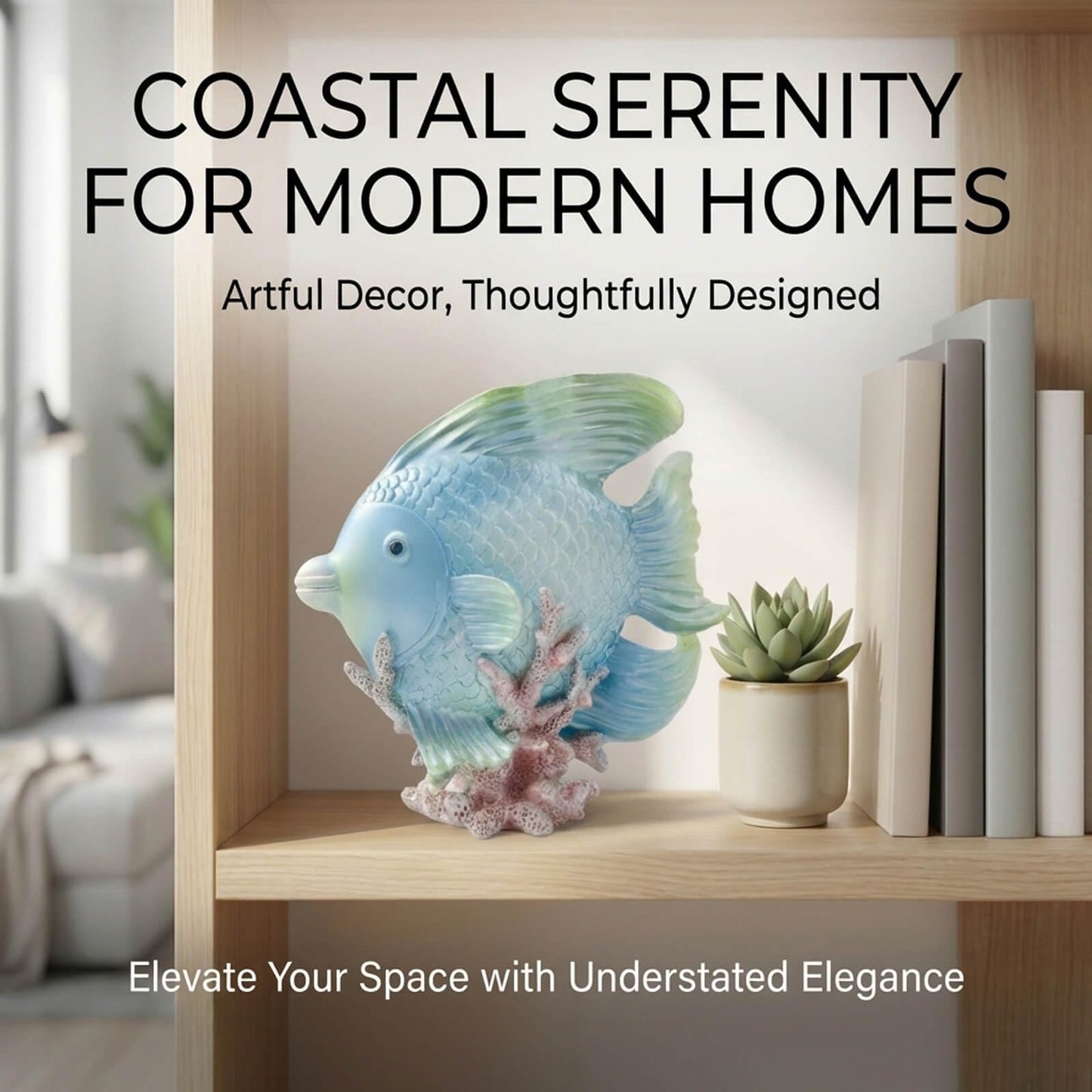 Bertork Beach Decor Angelfish Statue, Coastal Ocean Decor Sculpture