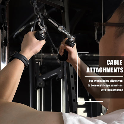 KORIKAHM Cable Machine Attachment with Upgraded Ergonomic Gym Handles, LAT Tricep Rope Pull Down Attachment,Exercise Handles for Home Gym Workout (Double Ring Handle)