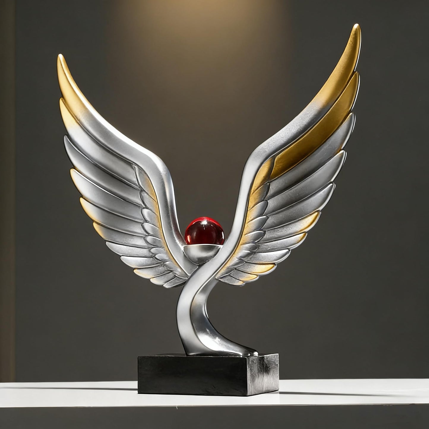 SHTWX Abstract Eagle with Crystal Ball Statue Resin Art Sculpture Frgurines Gift for Home Decor Office Living Room Desktop Display Decorative Decoration (Silver and Gold)