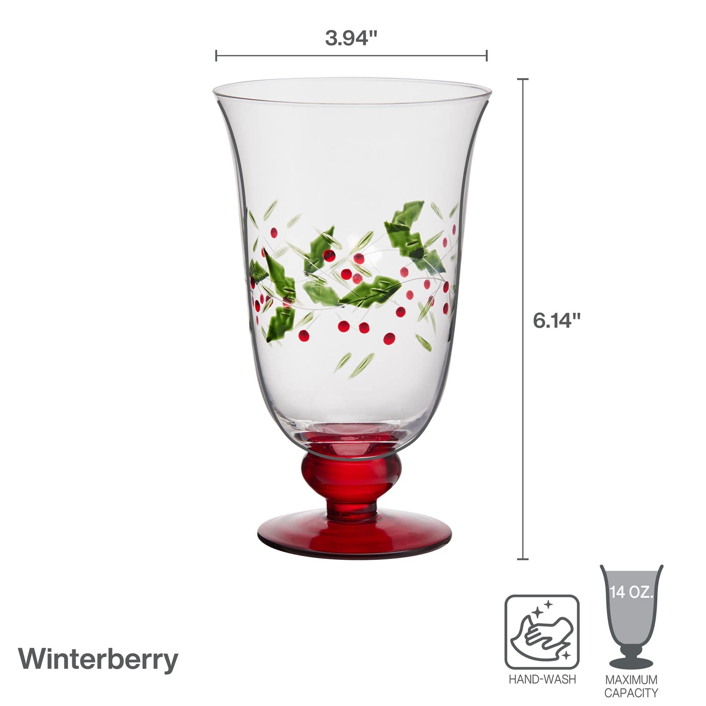 Pfaltzgraff Winterberry Set of 4 Water Goblets, 14 Ounce