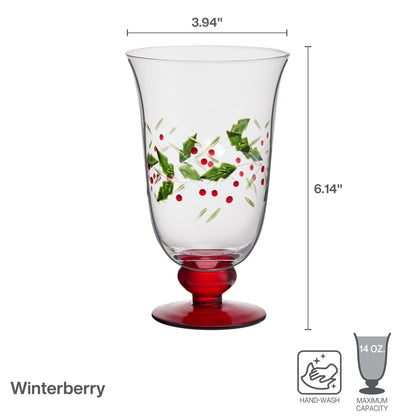 Pfaltzgraff Winterberry Set of 4 Water Goblets, 14 Ounce