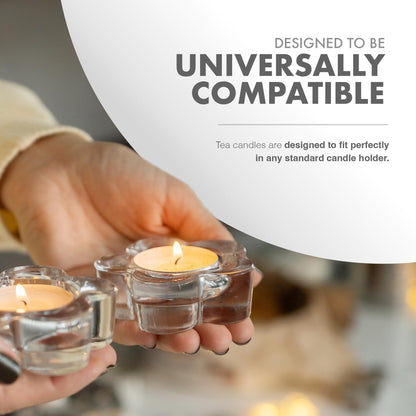 delka Unscented Tea Lights White- Long-Lasting 8 Hour Burn Time-Smoke-Free Bright Flame -Ideal for Weddings, Events, Aromatherapy, Home Décor, and Emergency Use-Premium Quality (White, Pack of 100)