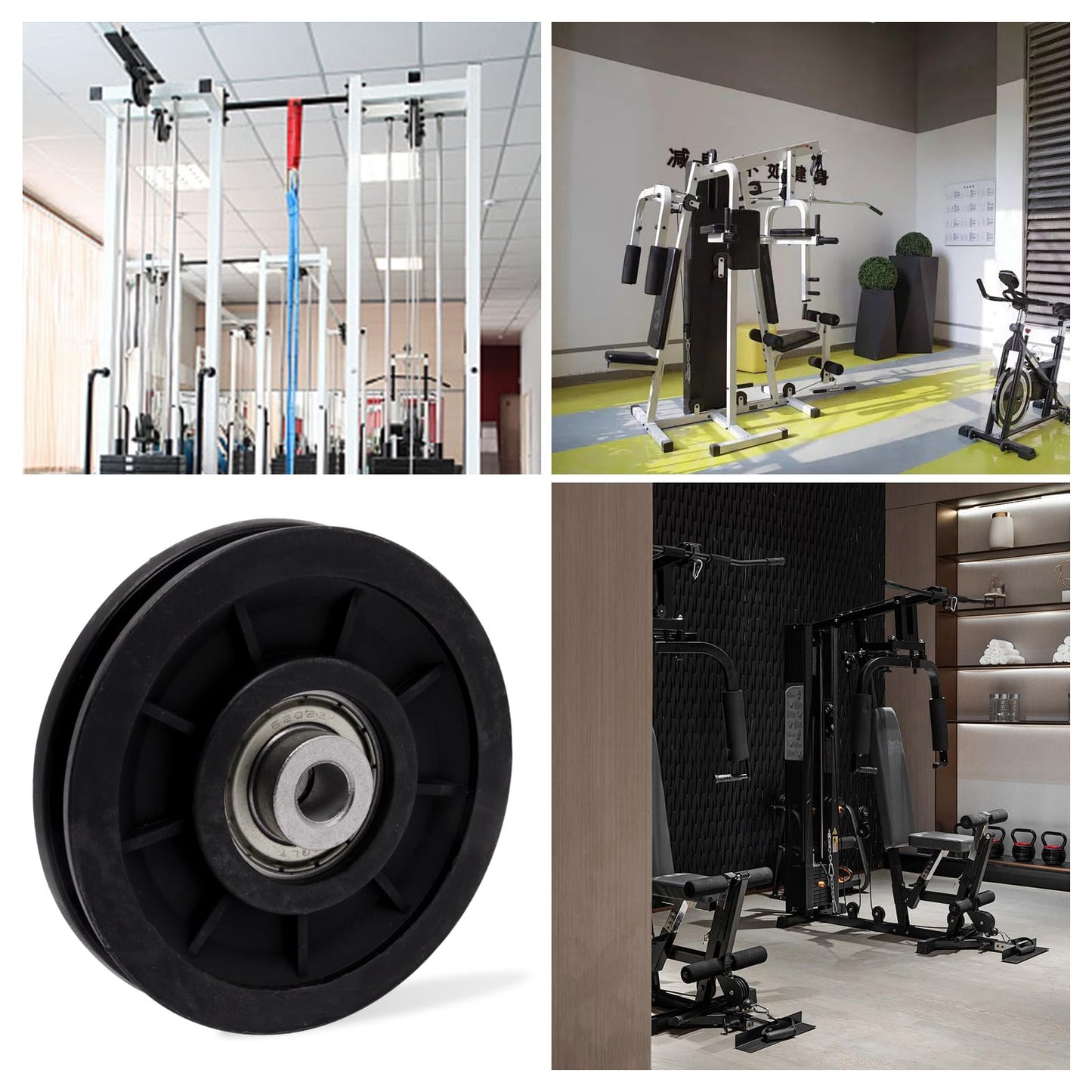 ZHMEINA 90mm/3.5" Universal Nylon Bearing Gym Pulley Wheel, Weight Pulley System Replacement for Home Gym Equipment Part, Cable Machine, Garage Door Pulleys System, 2PCS