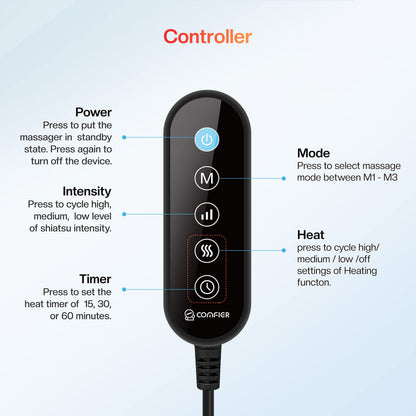 COMFIER Foot Massager with Heat, Electric Foot Warmer,Gifts for Women,Men, Shiatsu Feet Massager Machine for Plantar Fasciitis,Neuropathy, 2-in-1 Foot & Back Massager, Foot Heater