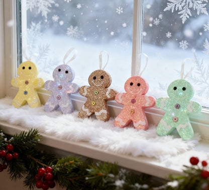 LANGXUN 6pcs Gingerbread Man Candy Land 2025 Xmas Party Suppiles Decoration, Hanging Candy Cane Christmas Tree Décor, Christmas Decorative Hanging Ornaments Crafts