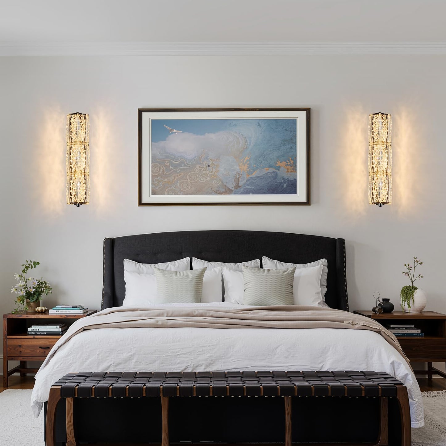 AOLALA Crystal Wall Sconces 3"x12.6" Modern LED Chrome Wall Light